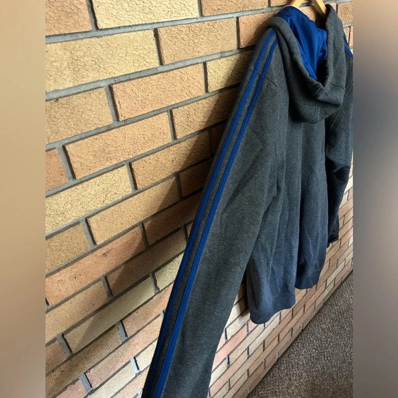 Adidas Men’s Grey & Blue Heavyweight Fleece Full Zip Hoodie Size XLT - Picture 5 of 5